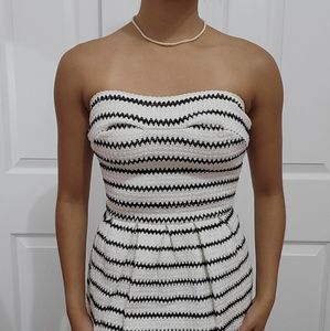 Strapless striped mini dress